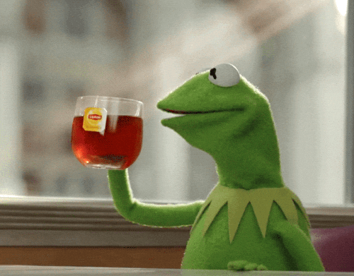 Kermit sipping tea