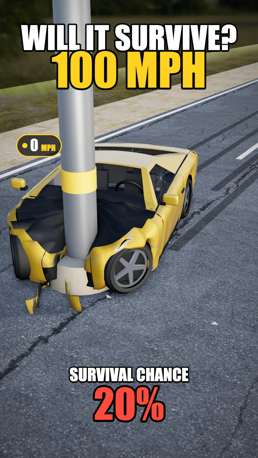 Supercar into a steel pole at 100 mph