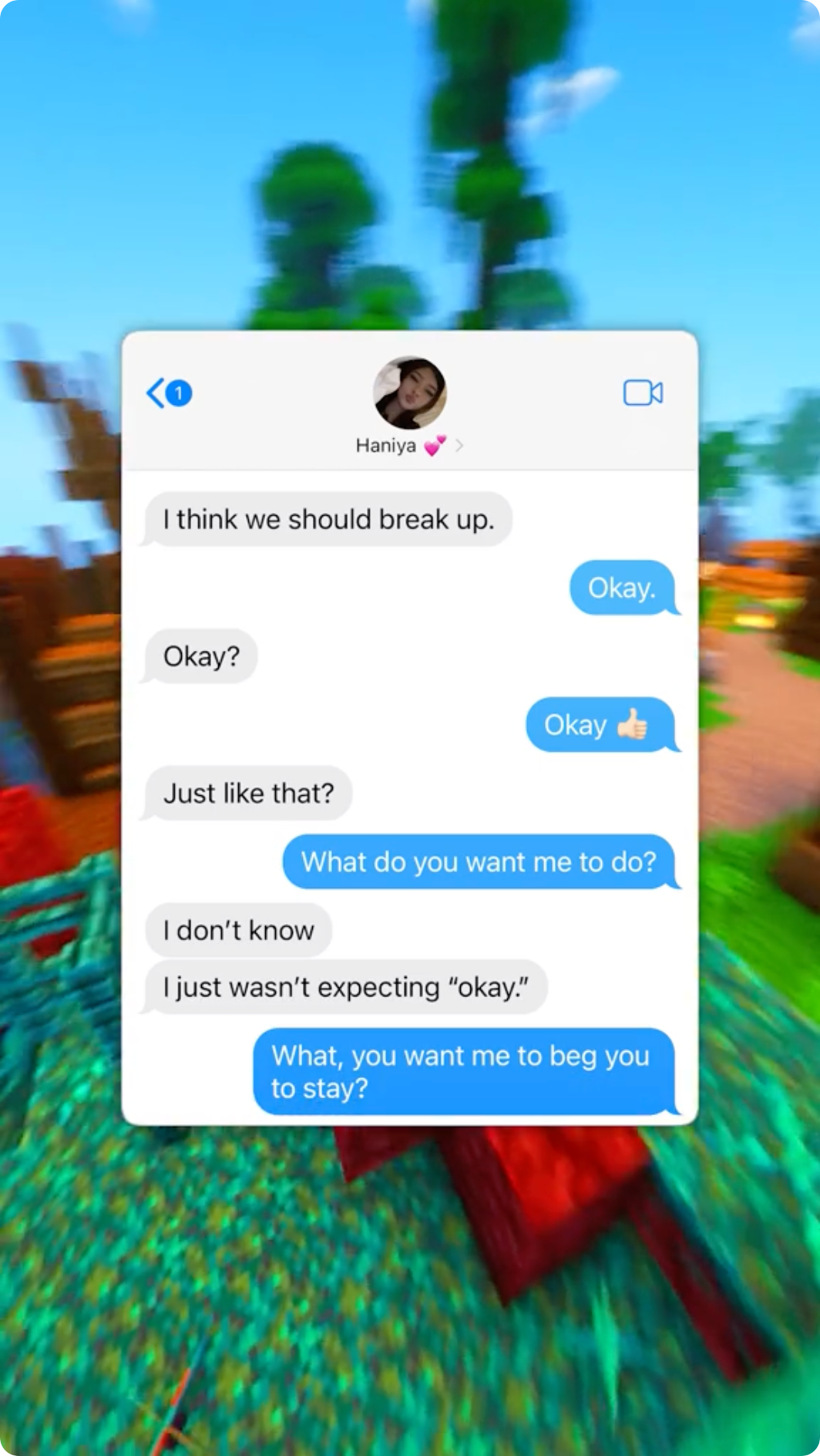 مثال على فيديو رسائل نصية مزيفة بنسبة إكمال عالية